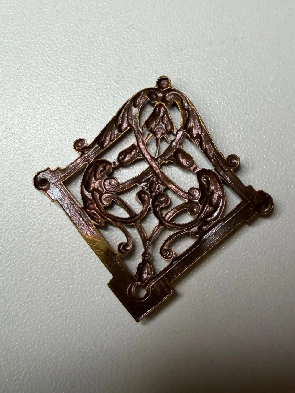 Vintage Floral Brass Metal Ormolu Ornamental Charm Decor 1 ¼